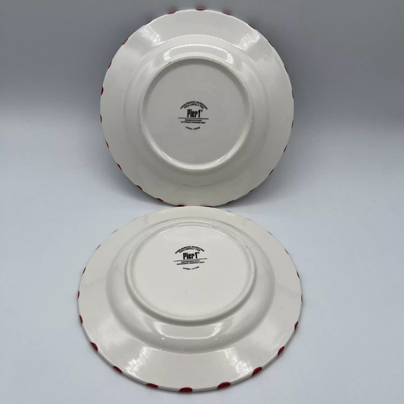 Vintage Pier 1 Christmas Tree Salad Plates Set Of 2 Hand Painted Ironstone 1990s - Picture 3 of 6